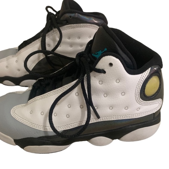 Jordan 13 wolf grey kids white / tropical teal. Full lace front. - Picture 2 of 9